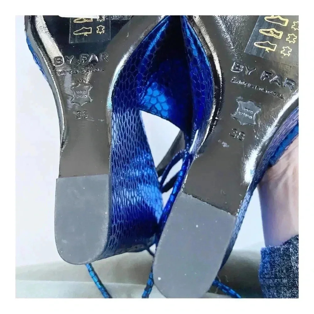 NEW By Far Vaughn Metallic Ankle Wrap Wedge sizs EU38 US7.5 - Picture 9 of 10